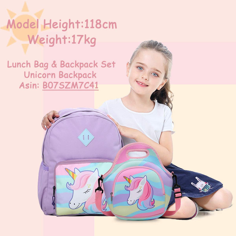 NewNest Australia - Lunch Bag for Girls, Chasechic Cute Lightweight Neoprene Insulated Lunch Boxes Tote for Women with Detachable Adjustable Shoulder Strap Unicorn 