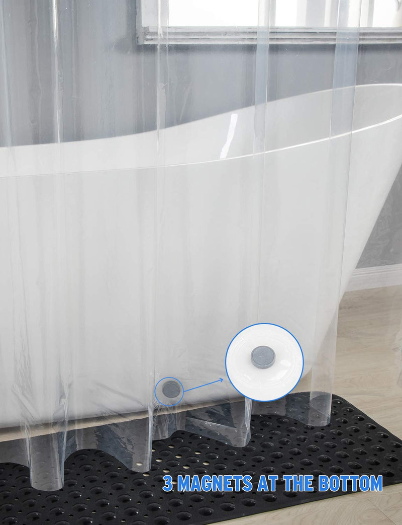 AmazerBath Lightweight Shower Curtain Liner, 72x72 Inches PEVA 3G Shower Curtain Liner with Magnets and 12 Grommet Holes, Waterproof Thin Plastic Liners- Clear 72"W*72"H - NewNest Australia