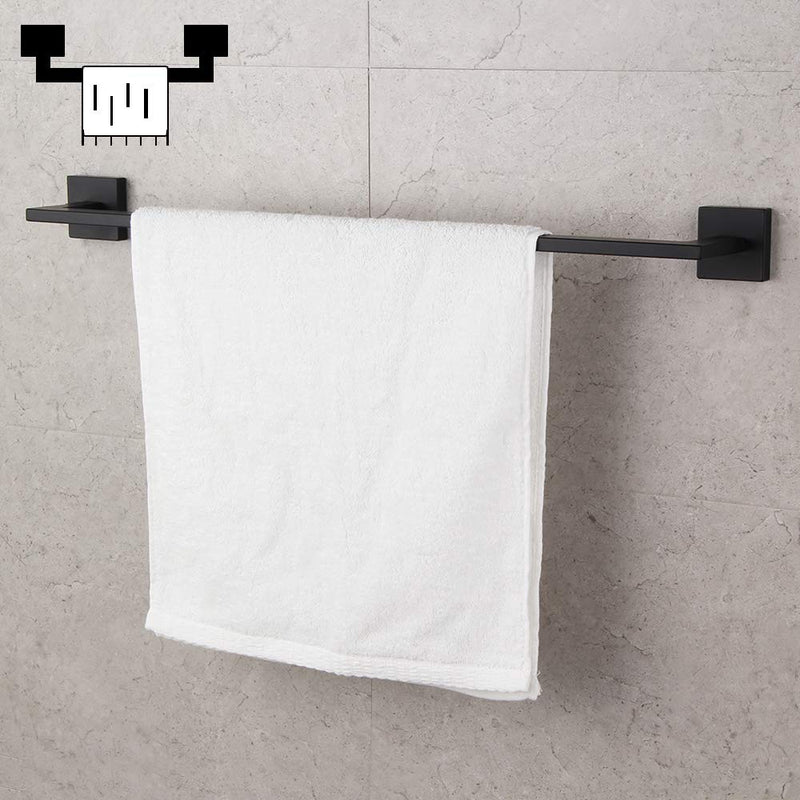 GERZWY 18-Inch Bathroom Towel Bar SUS 304 Stainless Steel Bath Towel Bar Matte Black Modern Square Style Wall Mount IG1802C45-BK - NewNest Australia