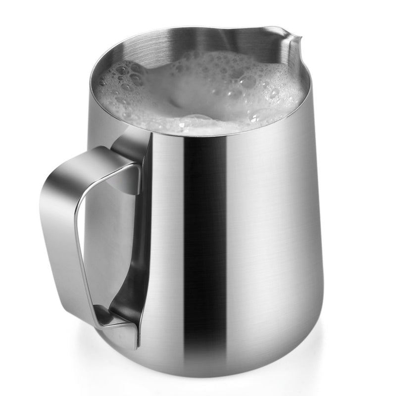 Flexzion Stainless Steel Milk Frothing Pitcher - Milk Boiler Cup Jug Creamer Accessories Suitable for Barista, Espresso Machines, Cappuccino Coffee, Milk Frother, Latte Art 12 oz (350 ml) - NewNest Australia