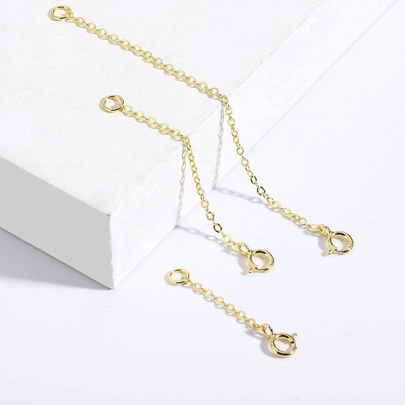 14K Gold Necklace Extender 925 Sterling Silver Chain Extension Necklace Bracelet Anklet Extender for Jewelry Making（1 2 3 inch） A-14K Gold - NewNest Australia