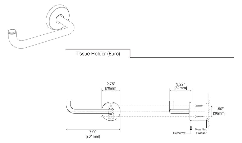 Gatco Designer II Euro Toilet Paper Holder, Brushed Brass - NewNest Australia