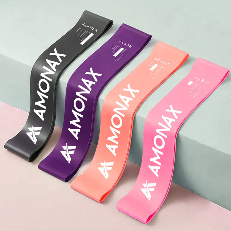 Amonax Resistance Bands Set for Women and Men, Exercise Fitness Home Gym Bands for Legs and Glutes and Arms. Yoga, Pilates Resistant Band Mini Loop Bands, Therapy Stretch Band Pink+Orange+Purple+Grey - NewNest Australia
