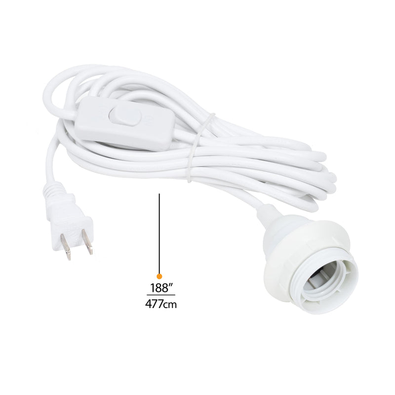 Wallniture Fiore 15 Feet Hanging Lantern Cord with On Off Switch, Room Decor for Pendant Light Bulbs White Socket Set - NewNest Australia