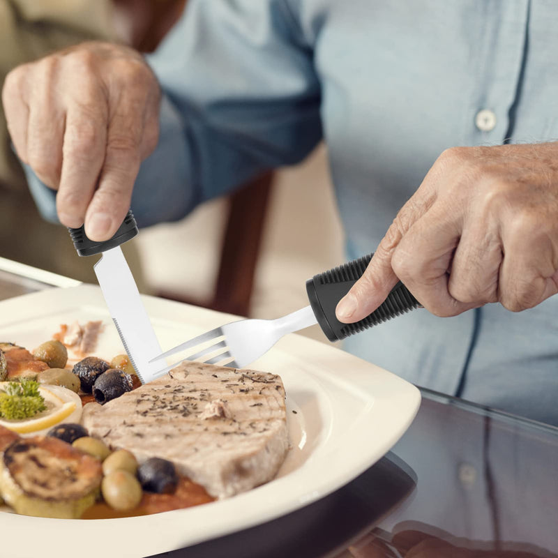 Adaptive Utensils Easy Grip Cutlery: 4 Pieces Bendable Fork Teaspoon Tablespoon Knife Non-Slip Handles For Hand Tremors Arthritis Parkinson'S Or Elderly People - NewNest Australia