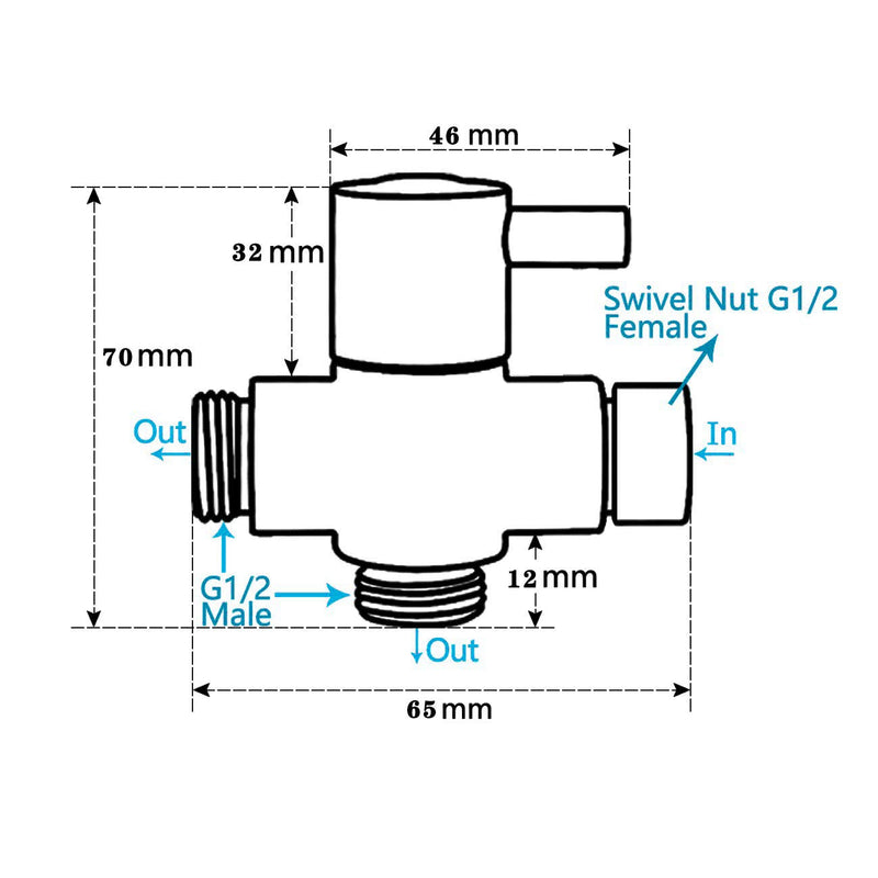 100% Solid Brass Shower Arm Diverter,G 1/2 3 Way Shower Diverter valve For Hand Held Showerhead and Fixed Spray Head Diverter Polished Chrome - NewNest Australia