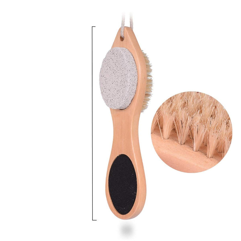 4-in-1 Pumice Stone Wooden Foot Scrub Brush Hard Skin Callus Remover for Feet and Hands Care - NewNest Australia