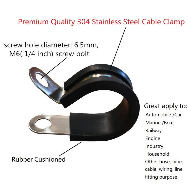 Solarson Stainless Steel Cable Clamp 1/2 Inch(0.5 inch) 20 Pack , Pipe Clamp,Metal Clamp,Tube Clamp, Rubber Cushioned Insulated Clamp, Wire Cord Installation 12 mm - NewNest Australia