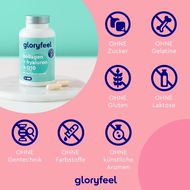 Collagen, Coenzyme Q10 Hyaluronic Acid Premium: Marine Collagen, With Zinc, Magnesium, Vitamin B12, D3, A & C, 60 Capsules, Laboratory Tested, High Dose Without Additives, Made In Germany - NewNest Australia