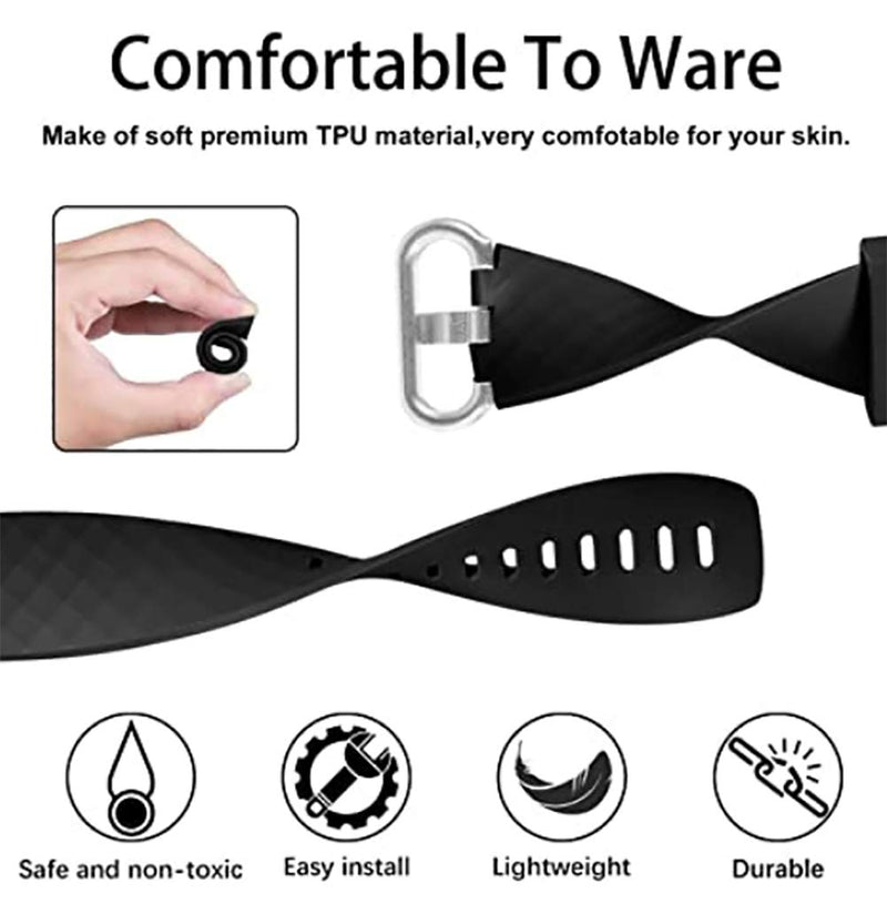 Replacement Bands Compatible with Fitbit Charge 4 / Fitbit Charge 3 Bands for Women Men, Silicone Fitness Sport Wristbands for Women Men Small Large Black - NewNest Australia