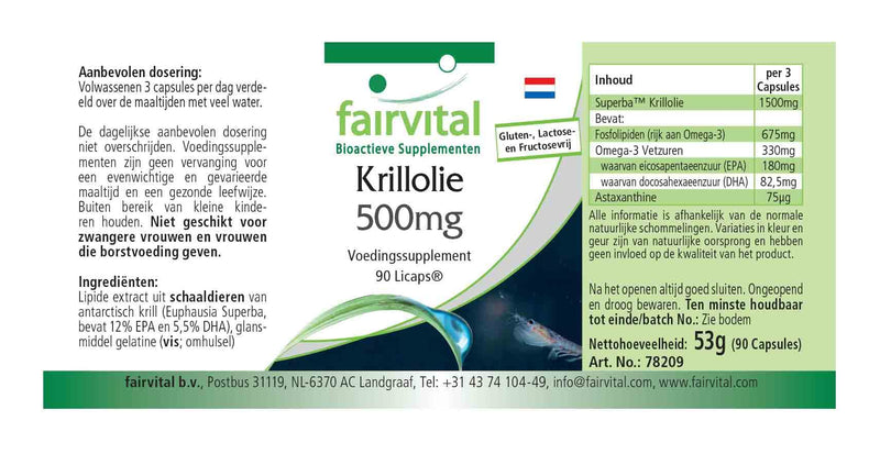 Fairvital | Krill oil capsules 500mg - HIGH DOSE - 90 LiCaps® - Superba Antarctica, rich in EPA & DHA - NewNest Australia