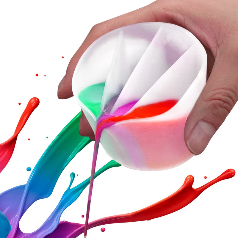 Split Cup for Paint Pouring, Fluid Art Split Cup Acrylic Paint Pour Split Cup Resin Pouring DIY Making Painting Tools Drawing Accessories Reusable Silicone Split Cup with Dividers (2 Chambers) 2 Chambers - NewNest Australia