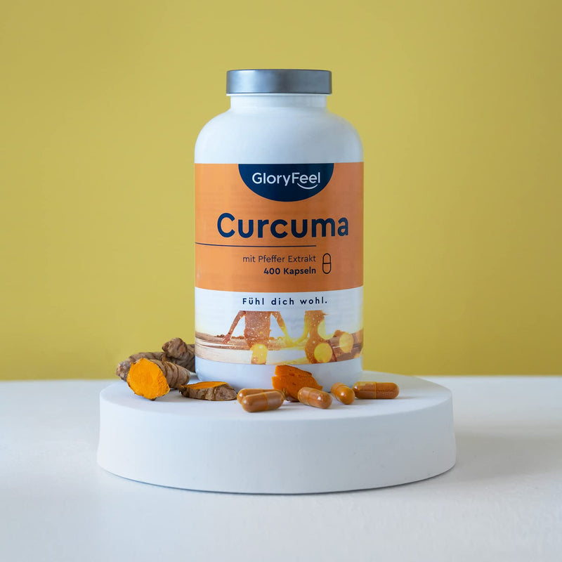 Turmeric 400 capsules (13 months) - Original turmeric powder from India - 700mg per capsule with curcumin & piperine - Laboratory tested, vegan, high dosage and made in Germany without additives - NewNest Australia