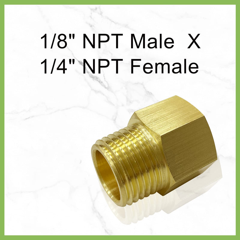 Brass Pipe Fitting 1/8" NPT Male Thread to 1/4" NPT Female 2 Pack Thread Hose Fitting Straight Hex Nipple Fast Coupler - NewNest Australia
