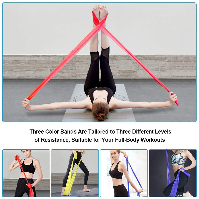 Resistance Bands Set, [Set of 3] 2.0M/6.5ft Skin-Friendly Exercise Bands with 3 Resistance Levels, Workout Resistance Bands Set for Women and Men,Ideal for Strength Training, Pilates, Yoga, Fitness - NewNest Australia