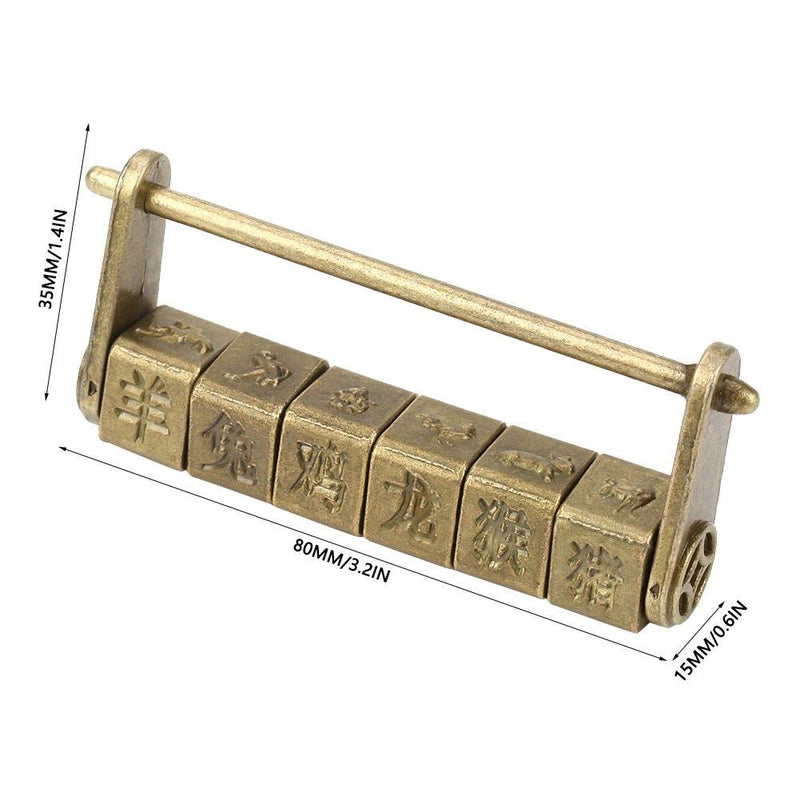 Retro Zinc Vintage Antique Chinese Old Jewelry Code Password Lock Padlock Lock Jewelry Box Padlock Hardware - NewNest Australia