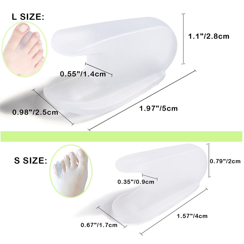 DYKOOK Flared Gel Toe Separators 8 Pieces Big Small Toe Spacers Toe Straighteners for Overlapping Toes and Temporary Bunion Corrector Gel (4 pcs Large + 4 pcs Small) - NewNest Australia