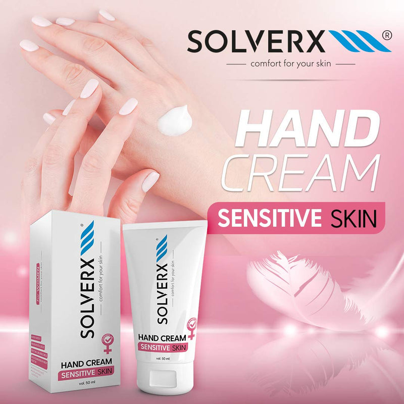 SOLVERX Hand Cream for Sensitive Skin - Intensive Hand Moisturiser with Active Natural Ingredients - 50 ml - NewNest Australia