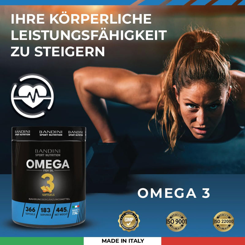 Bandini Omega 3 366 Capsules - 360 Mg Epa And 240 Mg Dha Per Daily Dose - Dietary Supplement Based On Pure Fish Oil Beads - Omega3 Per Capsules - High Dose Essential Omega-3 Fatty Acids - NewNest Australia