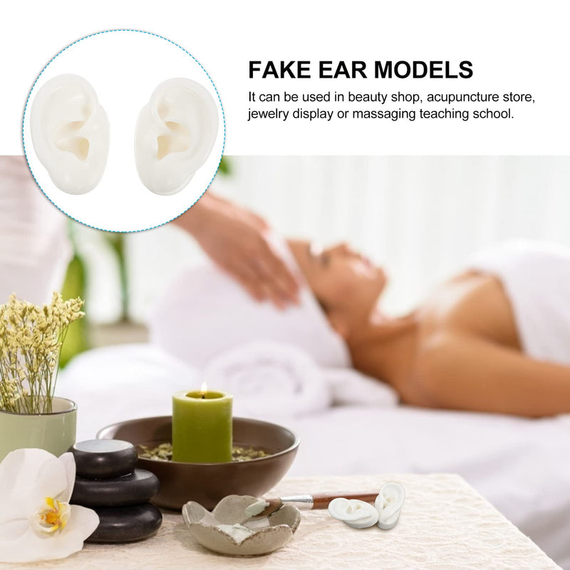 Balacoo 1 Pair Simulation Silicone Ear Model Earring Display Props Reusable Silicone Ear Model For Teaching Ear Picking Practice Hearing Aid Wearing 6. 00X5. 00X4. 00Cm White - NewNest Australia