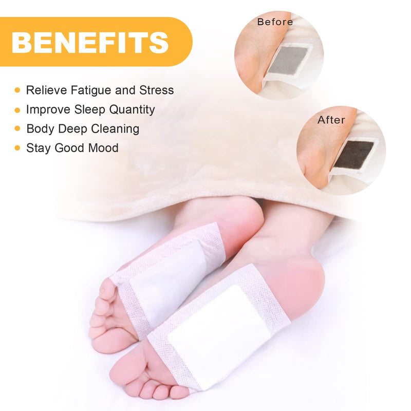 60Pcs Detox Foot Pads to Remove Toxins, Ginger Detox Foot Pads - Anti Swelling Ginger Detoxing Patch, Detox Foot Patches, Cleansing Detox Foot Pads for Foot Care Relieve Stress Improve Sleep 60pcs - NewNest Australia