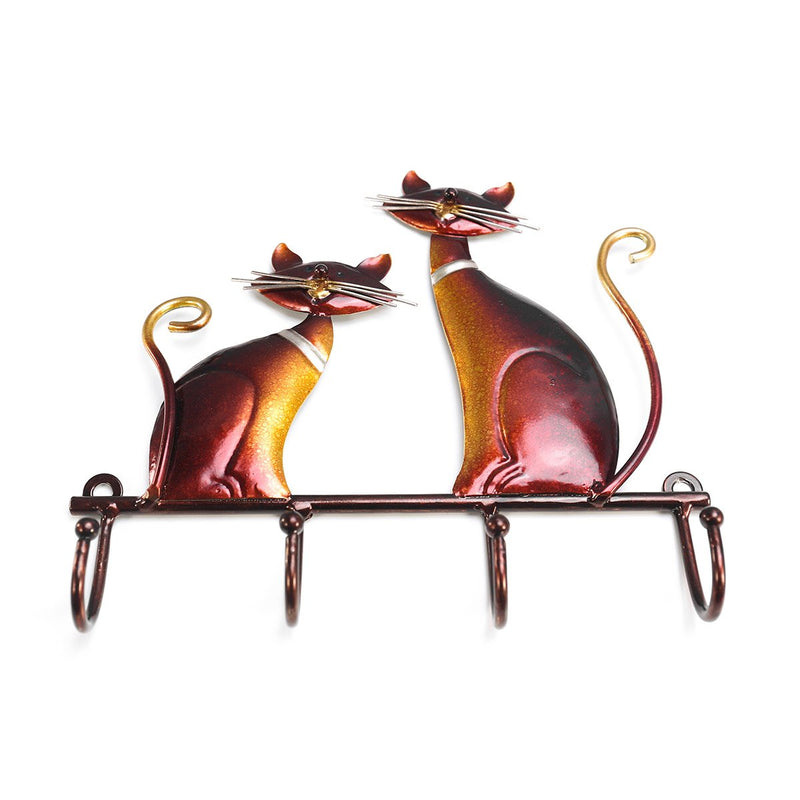 NewNest Australia - Tooarts Wall Mounted Key Holder Iron Cat Wall Hanger Hook Decor 4 Hooks for Coats Bags Wall Mount Clothes Holder Decorative Gift 