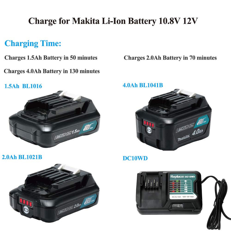 DC10WD BL1015 Battery Charger Replace for MAKITA 10.8V 12V BL1016 BL1021B BL1041B FD05 DT03 RJ03Z SH02Z PH04Z DC10SB Charger - NewNest Australia