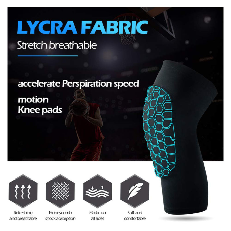 ESGTON Knee Pads EVA Padded Crashproof Leg Sleeve Compression Knee Braces (1 Pair) Youth & Adult - Football Volleyball Basketball-Black Black Large - NewNest Australia