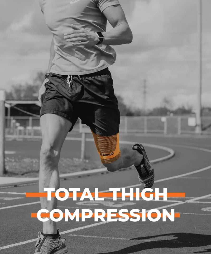 Bearhug Compression Thigh Support for Men and Women - Hamstring Support for Sciatica, Muscle Injury and Pain Relief - Bamboo Thigh Strap for Sports, Gym and Running L Single - NewNest Australia