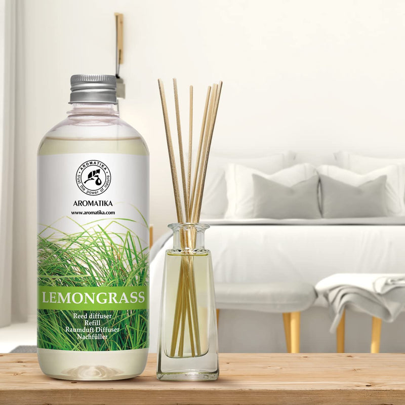 Room Fragrance Refill Lemongrass - Lemongrass 500 Ml - Refill Bottle With Natural Pure Essential Lemongrass Oil - Intensive & Long-Lasting Natural For Room - Kitchen - Best Room Air Freshener - NewNest Australia