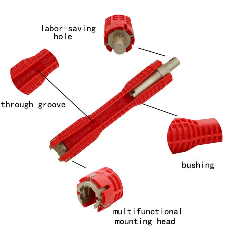 (8-in-1) faucet and sink installer,multi-purpose wrench plumbing tool for Toilet Bowl/Sink/Bathroom/Kitchen Plumbing and more (red) - NewNest Australia