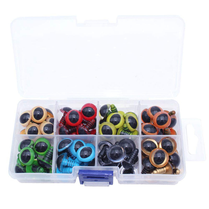 ARTCXC 64Pcs 15mm 8Colors Flat Pupils Plastic Safety Eyes Craft Eyes with Washers for Doll, Puppet, Plush Animal DIY Making 8different colors - NewNest Australia