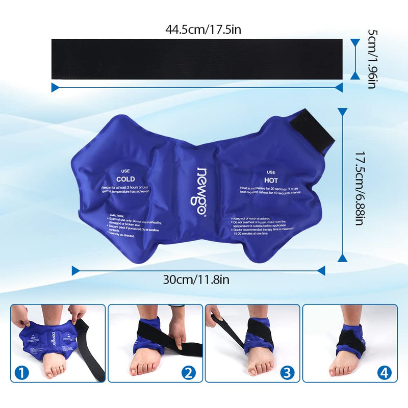 NEWGO Ankle Ice Pack Wrap for Injuries Reusable, Hot Cold Therapy Gel Foot Ice Pack for Pain Relief, Ankle Swelling, Achilles Tendinitis, Plantar Fasciitis, Sprained, Surgery Recovery (Blue) Blue - NewNest Australia