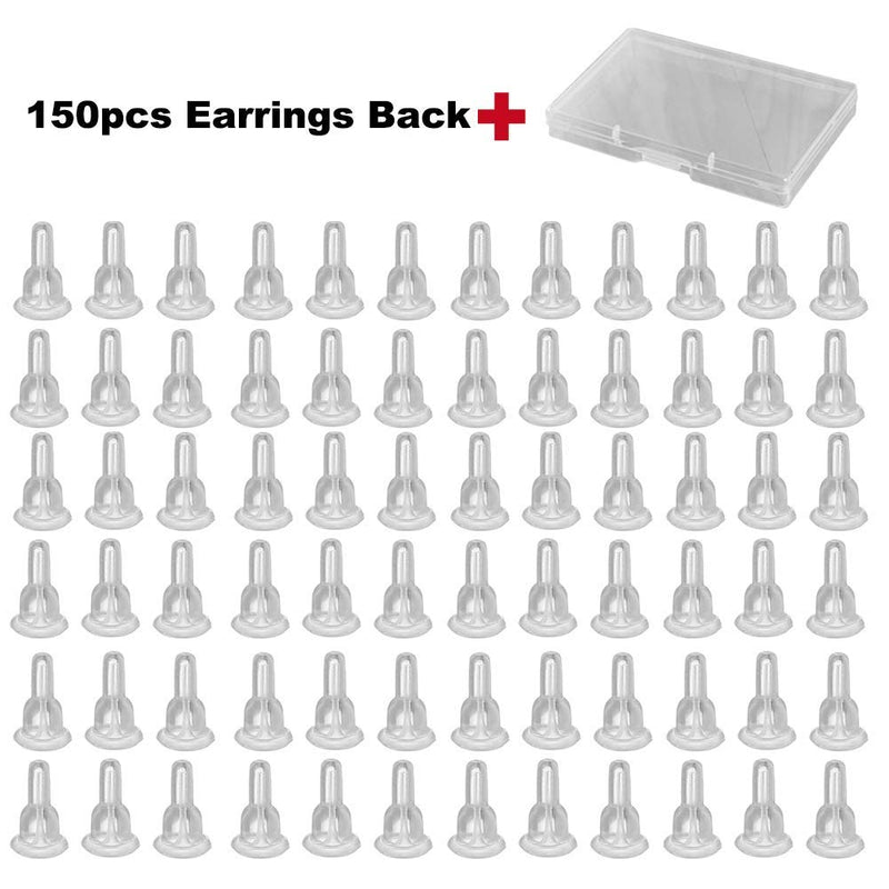 Clear Silicone Earring Backs - 150 Pcs / 75 Pairs Hypoallergenic Secure Push-Back Earring Stoppers for Stud Earrings, 10x6mm Full-Cover Studs Dust-Proof - NewNest Australia