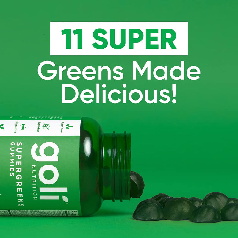 GOLI SUPERGREENS Vitamin Gummy - 60 Count - with Essential Vitamins and Minerals. Health from Within. (Plant-Based, Vegan, Gluten-Free & Gelatin Free) 1 - NewNest Australia