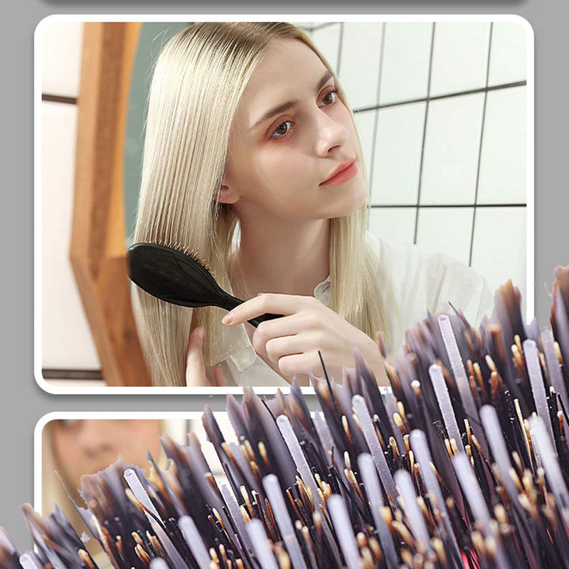 VinBee Paddle Hair Extension Brush Massage Hair Brush Professional Detangle Natural Bristle Cushion Nylon Brush Comb Oval Anti-static Beauty Works Hair Brush Black - NewNest Australia
