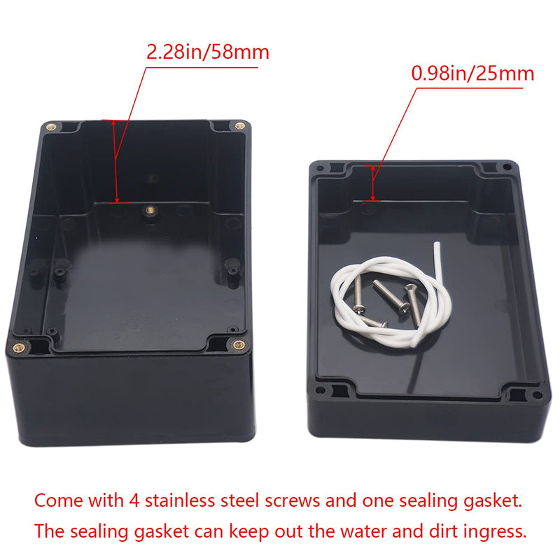Otdorpatio Project Box IP65 Waterproof Junction Box ABS Plastic Black Electrical Boxes DIY Electronic Project Case Power Enclosure 6.3x4.33x3.54 inch (160x110x90 mm) 6.3"x4.33"x3.54" - NewNest Australia