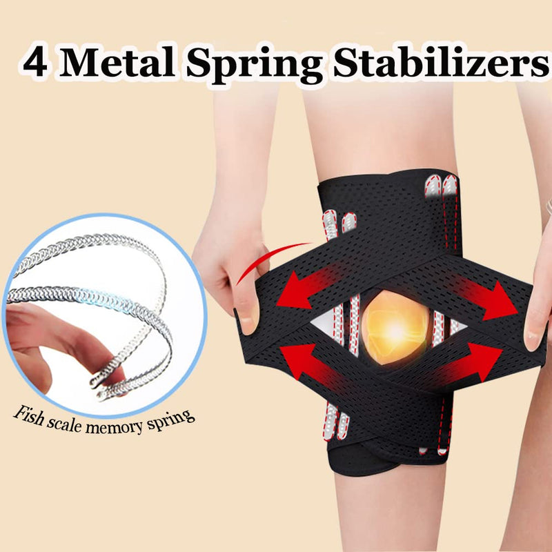 ANAMPION Knee Brace for Knee Pain Adjustable Knee Compression Sleeve Support with Side Stabilizers for Men Women Working Out, Running, Fitness, Weightlifting ACL MCL Meniscal Tear Black (XXL) XXL - NewNest Australia