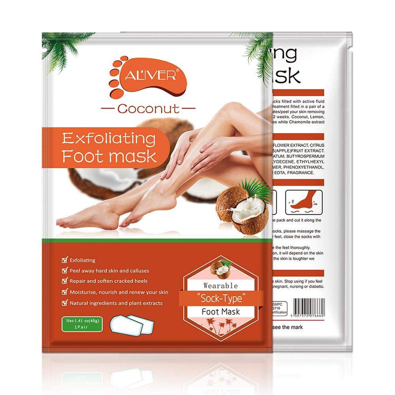 Aliver Coconut Exfoliating Peeling Renewable Foot Mask Socks Removes Dead Skin - NewNest Australia