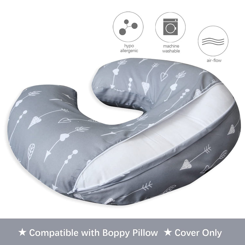 Nursing Pillow Cover for Boppy Pillow 2 Pack Safely with Zipper Cover Ultra Soft & Breathable Breastfeeding/Positioner Slipcover for Baby Boys/Girls Cloud & Arrow - NewNest Australia