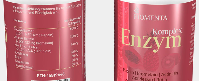 Biomenta Multi Enzyme Complex - With Papaya (Papain), Pineapple (Bromelain), Kiwi (Actinidine), Apple Vinegar, Rutin, Cardamom, Cumin - Vegan, 120 Enzyme Capsules - 2 Month Treatment - NewNest Australia