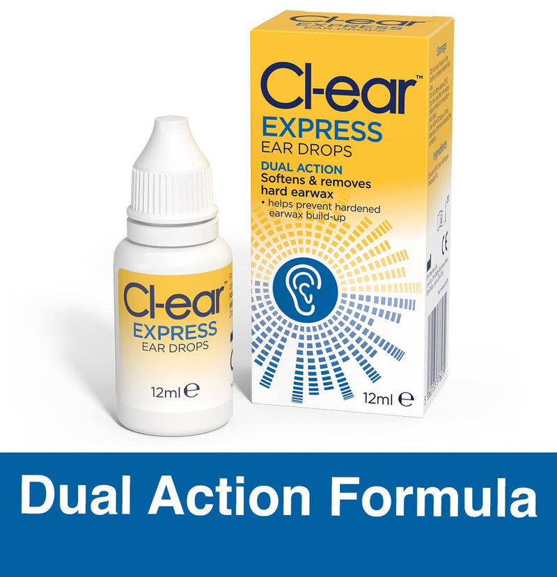 Cl-Ear Express Ear Drops. Dual Action - Ear Wax Removal. Easy Squeeze Dropper. Breaks up Hardened and Stubborn Ear Wax. Reduces The Need for syringing. 12 ml Bottle - NewNest Australia