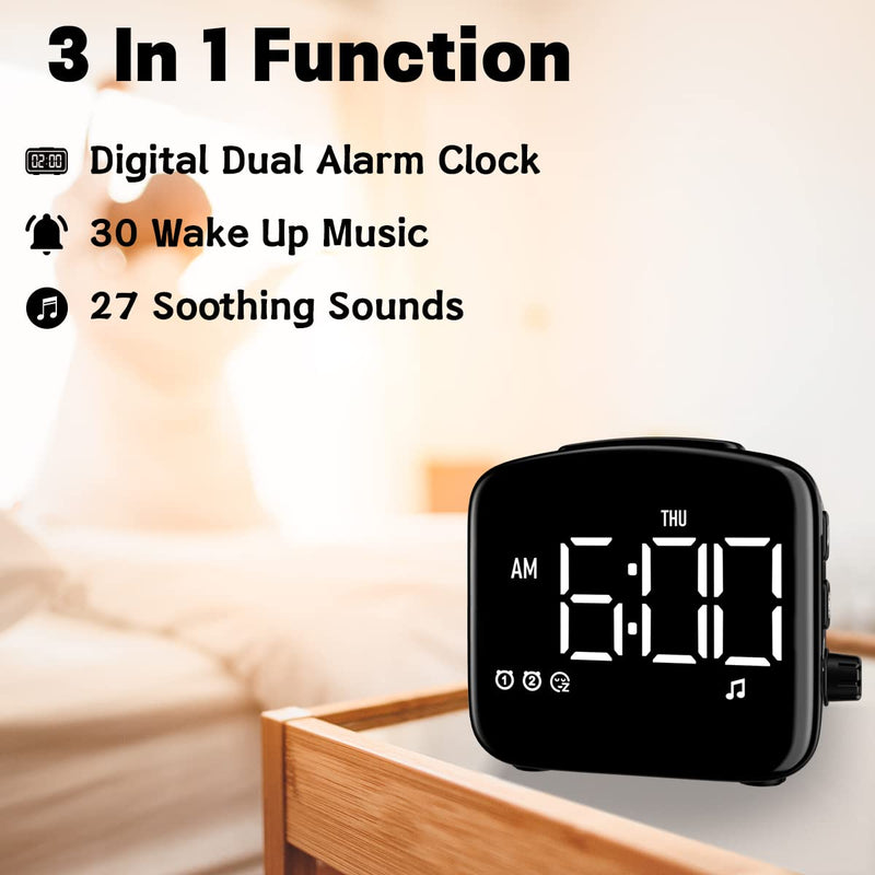 Easysleep Digital Dual Alarm Clock 3 Alarms Bedroom Bedside Desk Shelf Heavy Sleepers Adults Teenagers Kids Snooze Easy to Set 4 Brightness Options Adjustable Alarm Volume 27 Smoothing Sounds 12/24Hr - NewNest Australia