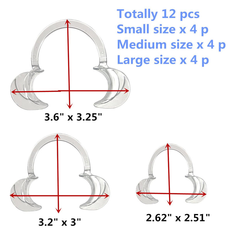 Dental Cheek Retractor, 12 Pcs C Shape Autoclavable Mouth Opener for Teeth Whitening, 3 Sizes Clear Lip Cheek Retractor for Dentist Party Mouth Guard Speak Out Challenge Game - NewNest Australia