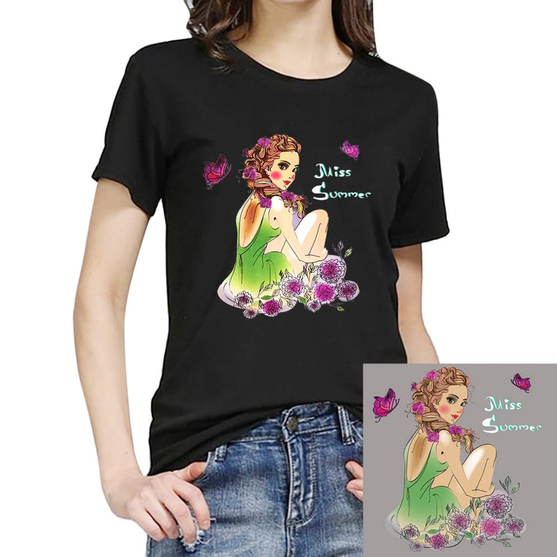 Cute Girl Iron on Decals 6 PCS Summer Colorful Beautiful Princess Heat Transfer Stickers Applique for DIY Women Girl Clothing Shirt Jean Jackets Backpacks - NewNest Australia