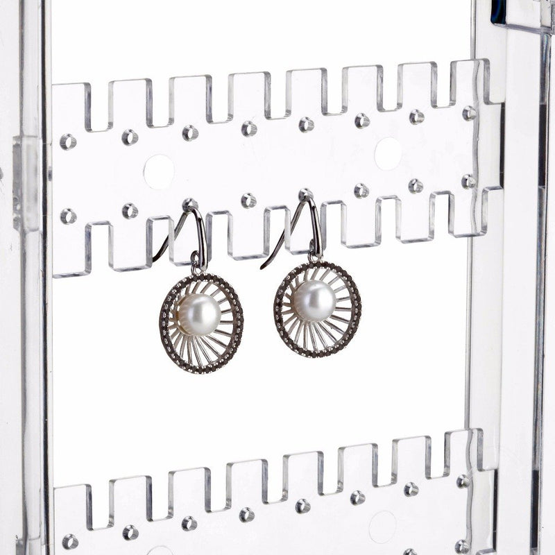 NewNest Australia - Sooyee 256 Holes 5 Tiers Acrylic Earrings Holder 4 Doors Foldable Necklace Hanging Jewelry Organizer Double Sided Stand Display,Clear 