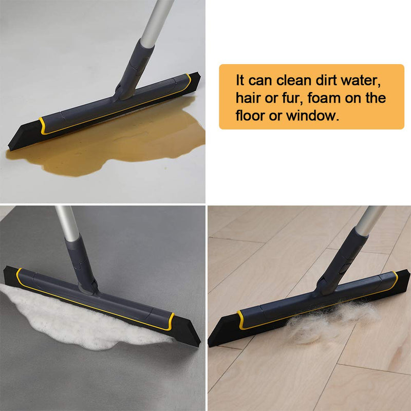 Yocada Floor Squeegee Broom Perfect for Shower Bathroom Kitchen Home Tile Pet Hair Fur Floor Marble Glass Window Water Foam Cleaning Long Adjustable Removable Handle Anti-Static Household 51in Pole 51 Inch (Pack of 1) - NewNest Australia