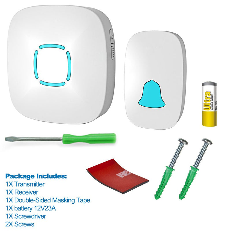 Doorbell, Lovin Product Waterproof Wireless Doorbell Chime Kit with 36 Chimes, Adjustable Volume; 1000feet Operating, with Sound LED Flash Door Bell for Home (1 Receiver x 1 Push Button) - NewNest Australia