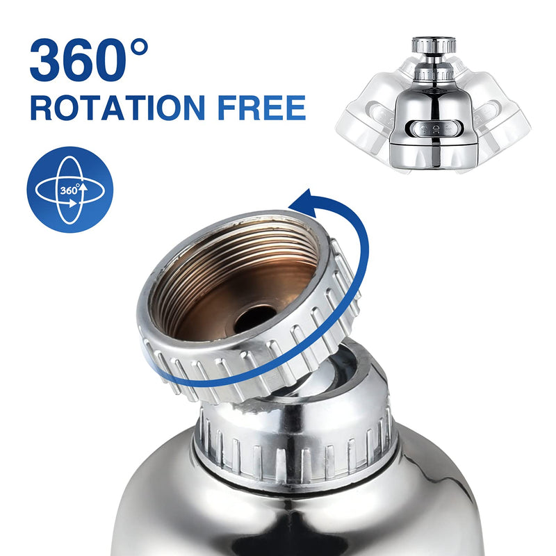 2Pcs 3 Mode Adjustable Faucet Sprayer Attachment 360 Degree Rotating Faucet Aerator Kitchen Sink Tap Head Water Saving Extend Nozzle Chrome Plated Silver Tone - NewNest Australia