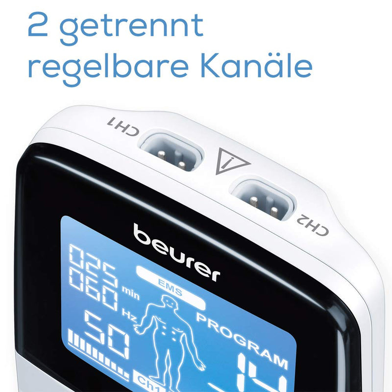 Beurer Em 49 Digital Tens/Ems, 3-In-1 Electrical Stimulation Device For Pain Relief By Electrical Nerve Stimulation, Training Through Electrical Muscle Stimulation, Massage Function, Including 4 Electrodes - NewNest Australia